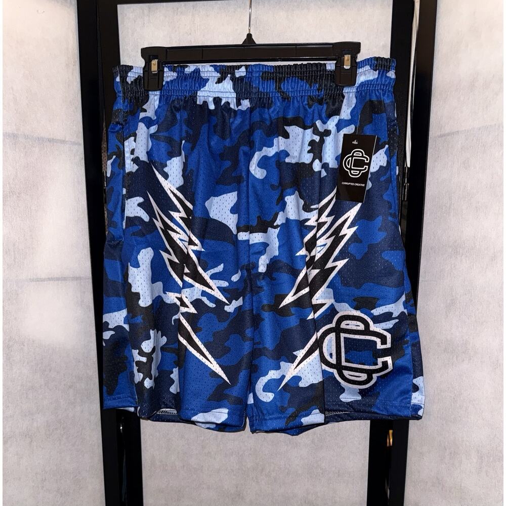 Corrupted Creative Blue Camo Basketball Shorts Size 2XL NWT